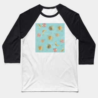 Gold Sun Moon Planets Space Blue illustration Baseball T-Shirt